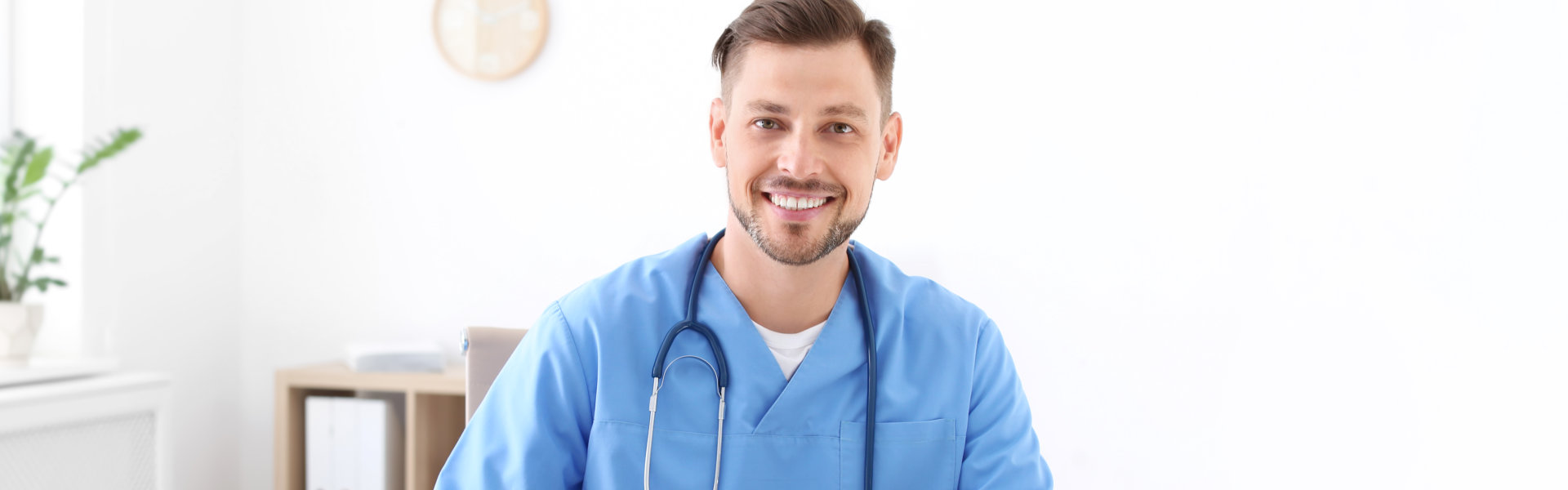 male nurse wearing stethoscope