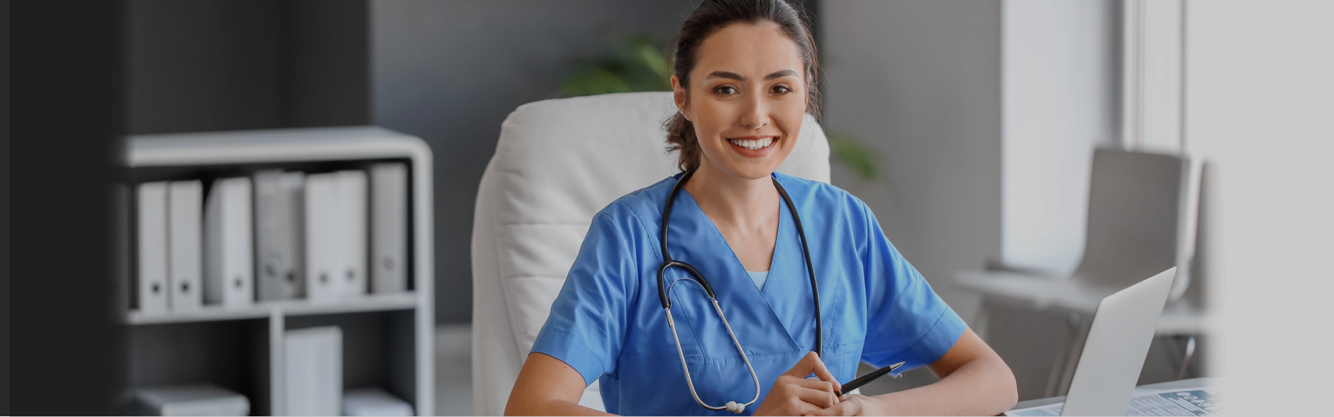 a medical worker smiling